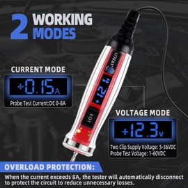 AWBLIN Power Circuit Probe Tester Kit, LCD Digital Automotive Test Light with Voltmeter, 18PCS Multi Function Auto Fuse Circuit Voltage Continuity Current Electric Tests Tool with Black Carrying Case