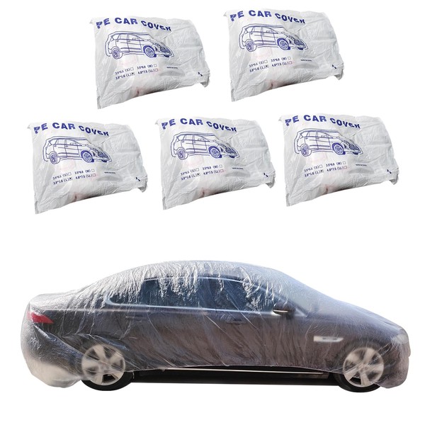 UINIEBOOM 5 Pcs Clear Plastic Disposable Car Protective Cover, Temporary
