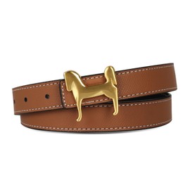 Women's Belts with Gold Buckle, Fashion Waist Band, Elegant Ladies' Belt, Gift for Women (Khaki Pony Gold, 24-25 (Pant 0-00)), Khaki Pony Gold, 24-25 (Pant 0-00)