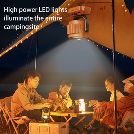 SYBOYEGE Camping Fan-270°Automatic Oscillating Head and 300°Manual Flip, Desktop Fan with 100 Speed Adjustable, 6000mAh Battery with 24 Hours Range, LED Light,Turbo Boosted Rapid Cooling (Orange)