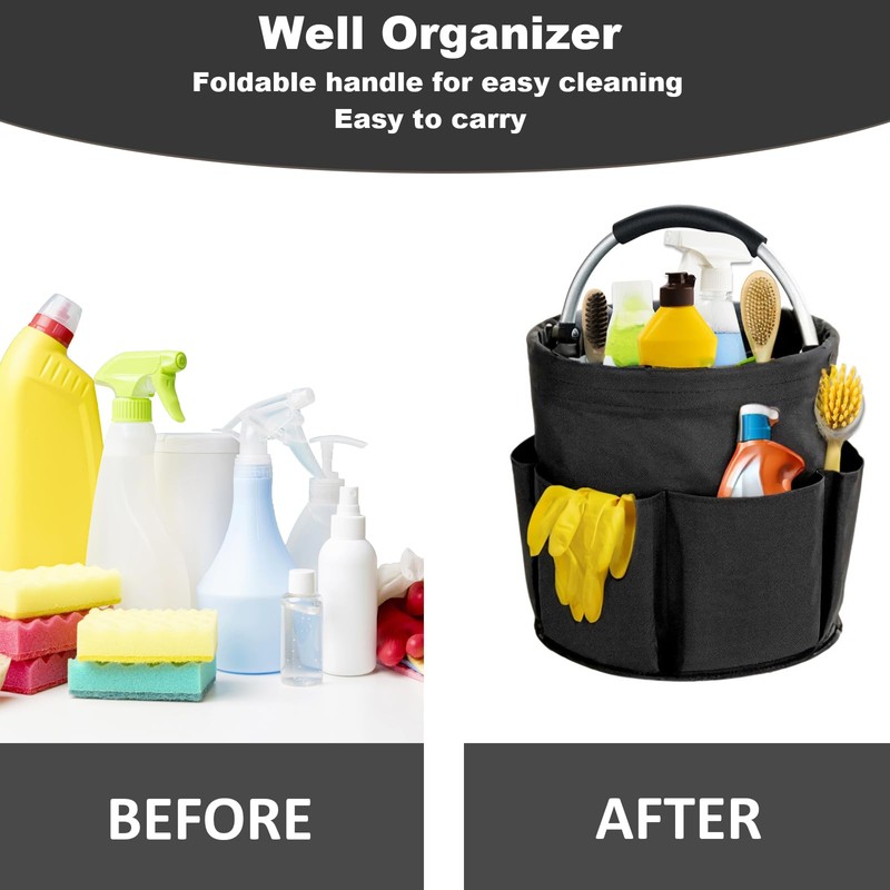 abcmilz 17L Cleaning Caddy with Handle, Cleaning Supplies Organizer, Foldable