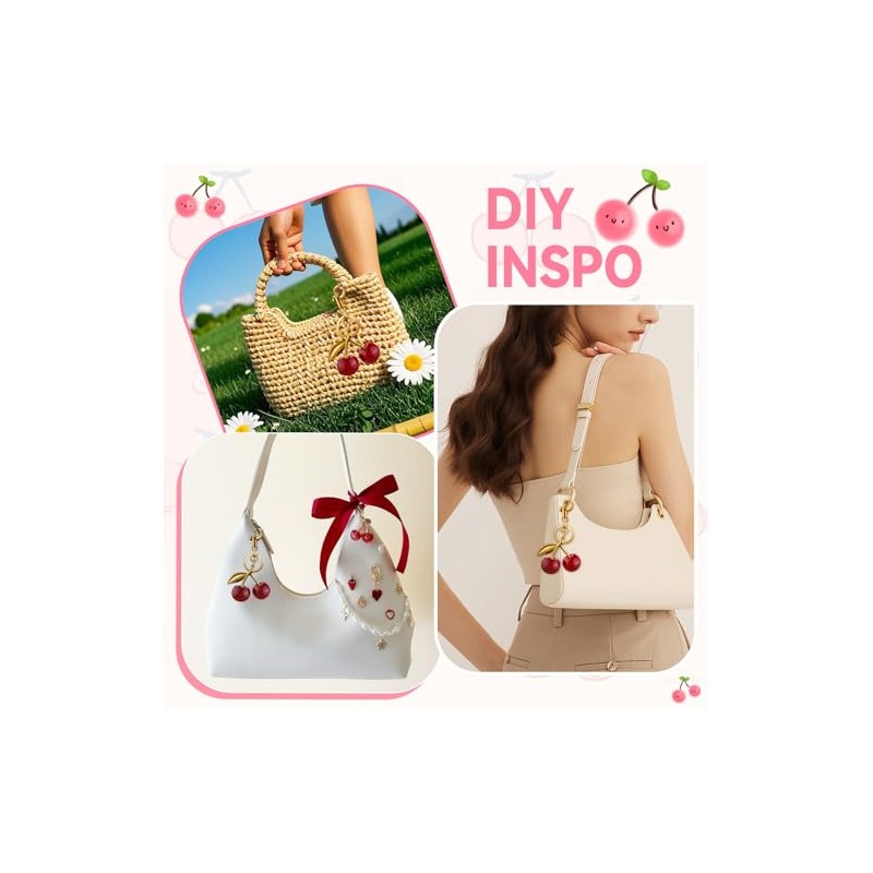 Cute Cherry Bag Charm Keychain for Handbags and Purses