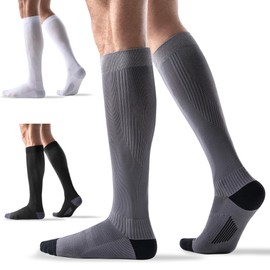 3 Pairs Sports Compression Socks 15-20 mmHg for Women Men - Comfort Cuff, Cushioned Support Sock for Running Athletic