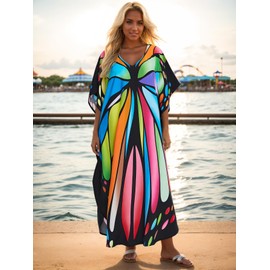 Tinawusi Plus Size Kaftan Dresses - Caftans for Women, One Size, US S-4XL（Colorful butterfly