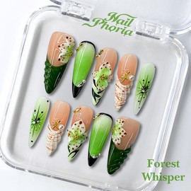 NailPhoria｜SURPRISE DEAL Collections (70 Styles) acrylic press nails:_Forest Whisper_M