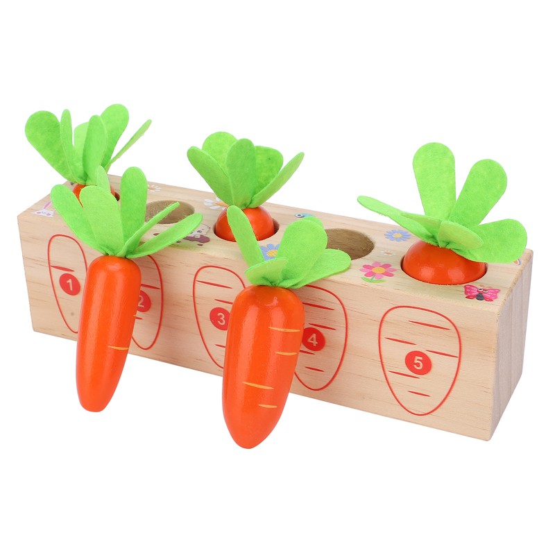 Wooden Pull Carrot Game Number Fine Motor Skill Toy Matching