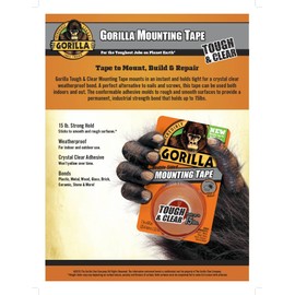 Gorilla Tough & Clear Double Sided Mounting Tape, 1" x 60", Clear, (Pack of 12)