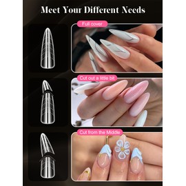 Poly Gel Nail Form Kit, EBANKU 192PCS Reusable Nail Extension Mold Dual Forms with 5Pcs Clips, 75ML Slip Solution, Brush Pen, File & Cuticle Pusher for Beginners, 8 Style 12 Sizes