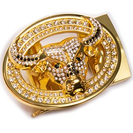 YOHOWA Men Gold Belt,Cow Buckle Automatic Ratchet Black Waist Belt Designer Jeans/Cowboy Gift