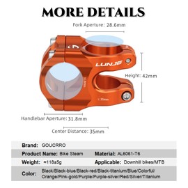 goucrro Bicycle Stem 31.8 Stem 35mm Short Handlebar Stem Lightweight Aluminum Alloy Stem for Most Bikes, MTB Road Bikes (Black)