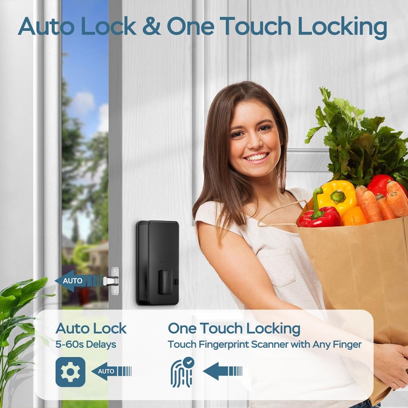 GeekTale Fingerprint Deadbolt with App, Smart Deadbolt Lock for Front