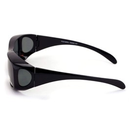 V.W.E. Polarized Fit Over Glasses Sunglasses 60mm Rectangular Frame Black Brown (Black)