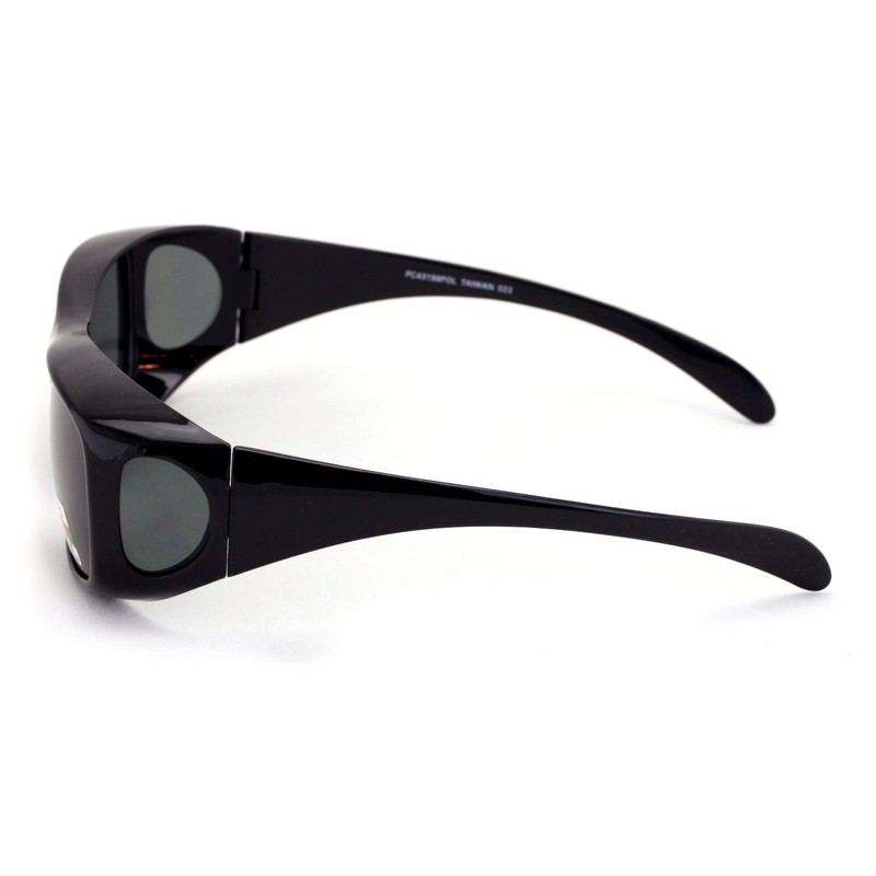 V.W.E. Polarized Fit Over Glasses Sunglasses 60mm Rectangular Frame Black