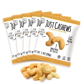 Roastery Coast - Just Cashews Unsalted | Individually wrapped snack (1 Oz each) | Whole Unsalted Cashews | Non-GMO, Gluten Free, Kosher | Cashew Nuts | Gourmet Snack