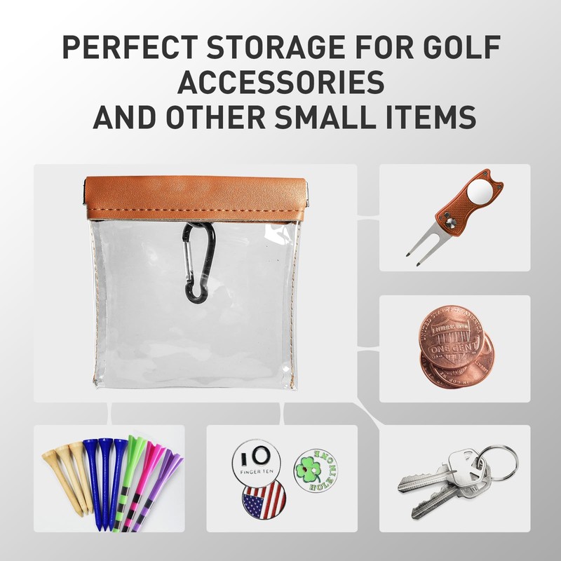 AXKAL Golf Pouch Bag Transparent 1 or 2 Pack with