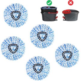 Paquete de 5 cabezales de repuesto para fregona de microfibra,cabezales de repuesto para mopa giratoriacompatibles con Vileda, mopa giratoria O-Cedar 