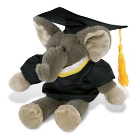 DolliBu Long Leg Elephant Graduation Plush Toy - Soft Plush Graduation Stuffed Animal Dress Up with Gown and Cap with Tassel Outfit - Gift with Personalization - 10.5 Inch