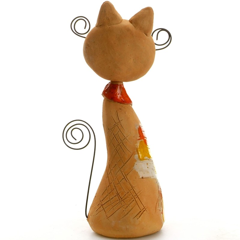 Ginger Striped Cat Tall Ceramic Sculpture Puurrfect Gift for Cat