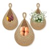 3Pcs Boho Teardrop Hanging Fruit Baskets for Kitchen, Handwoven Wall