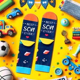 HAPPYPOP Best Son Gifts Father Son Gifts, Gifts for Adult Son Mom Son Gifts, Birthday Gifts For Son Him, Funny Men Socks