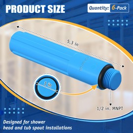 Feekoon 1/2 Inch MNPT Bathroom Shower Test Plug, Reusable Pressure Testing Plug for Shower and Tub Installations, Easy to Install(6 Pack)