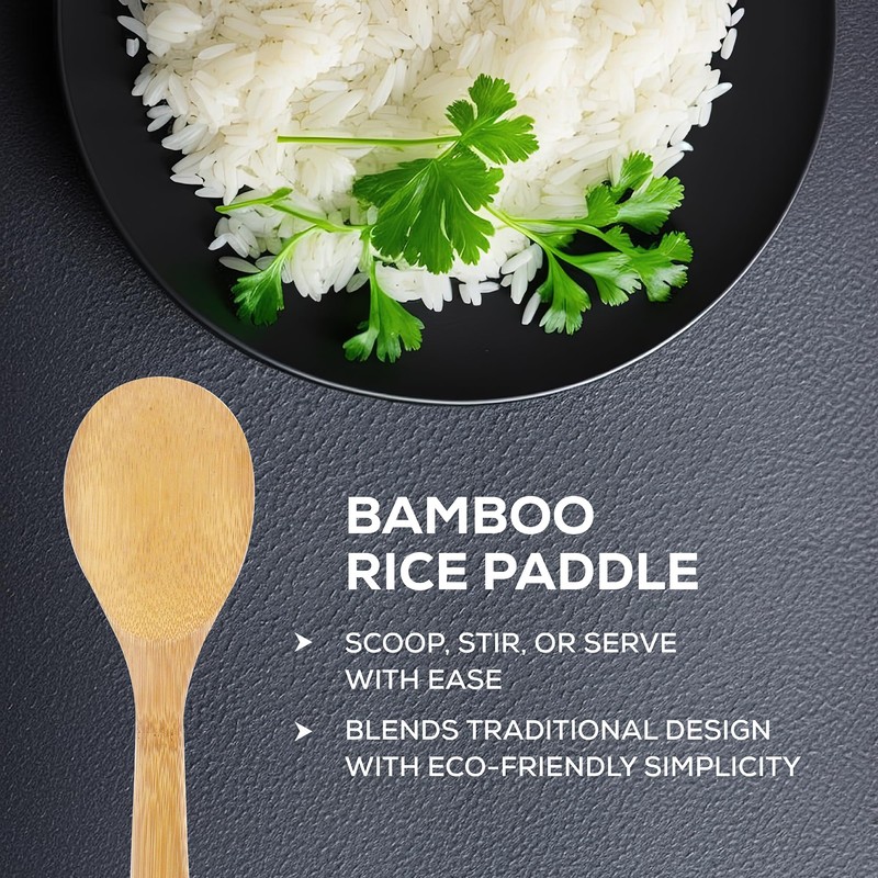 Helen’s Asian Kitchen Bamboo Rice Paddle Cooking Utensil, 9-Inch