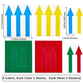 GORGECRAFT 60 Pieces 4 Colours Arrow Floor Stickers Removable Sticker Direction Arrow Sign Multicoloured Waterproof Marking Arrows Safe Road Instructions Stickers for Floor Wall