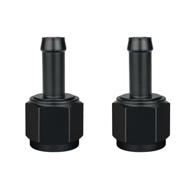 10AN Female to 1/2 Barb Hose Fitting Adapter Straight Swivel Aluminum Black, Pack of 2