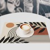 Mid Century Abstract Placemats, Medieval Bohemian Sun Leaves Modern Table