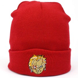 Chucky Embroidered Cuffed Beanie Skully Men Women Custom Knit Hat Winter Cap (Red)