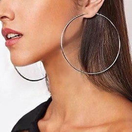 Inateannal Boho Large Circle Hoop Earrings Exaggerated Hollow Circle Drop Earrings Huge Hoops Silver Earrings Big Circle Dangle Earrings Jewelry for Women and Girls