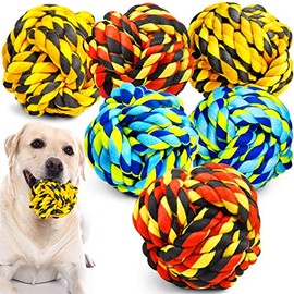 SHARLOVY Dog Toys for Aggressive Chewers, Dog Balls for Large Breeds, Heavy Duty Cotton Rope Chew Toys with Tough Twisted for Medium Breeds, 6 Pack In