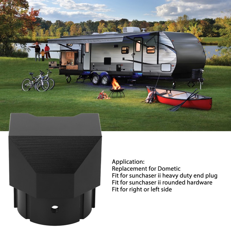 RV Awning End Plug Black Solid Aluminum Part Replacement For