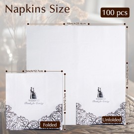 100Pcs Wedding Napkins, 3-Ply Gold Foil Cocktail Napkins, Folded 5 x 5 Disposable Napkins for Wedding Dinner Party Bridal Anniversary