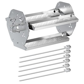 Skyflame Rotisserie Trays with Shish-Kebab Skewer Set, 2 in 1 Stainless Steel BBQ Rotisserie Kit Including Rotating Basket and Skewers, Fits for 3/8" & 5/16" Square, 1/2" & 3/8" Hexagon Spit Rods