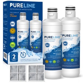 Pureline LT1000PC Refrigerator Water Filter Replacement for LG LT1000P, ADQ747935, MDJ64844601, Kenmore 46-9980 and LT120F air filter (2 Pack)