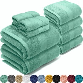 LEBENGOOD - High Quality Cotton Towel Set 550gsm 4 Basins 4 Basins 2 Shower Extra Soft Absorbent and Durable
