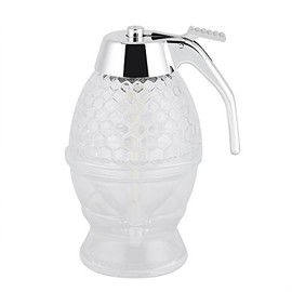 200ml Acrylic Honey Dispenser, Honey Syrup Jar with Acrylic Bracket Honey Comb Shaped Honey Pot with Lid Vintag No Drip Acrylic Container
