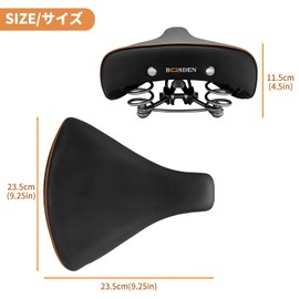 BOOSDEN Bicycle Saddle, Black, Studded Saddle, Soft, Large, Wide Bicycle Saddle, Replacement, No Back Pain, Super Thick, For Women and Men, Waterproof, Machari, Compatible with Electric Bicycles, Shock Absorption, No Back Pain