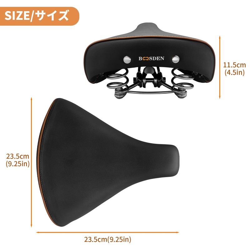 BOOSDEN Bicycle Saddle, Black, Studded Saddle, Soft, Large, Wide Bicycle