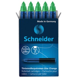 Schneider 185404 One Change Rollerball Pen (for One Change Rollerball Pen, 1 x 5 Pieces, Indelible, Non-Erasable) Green