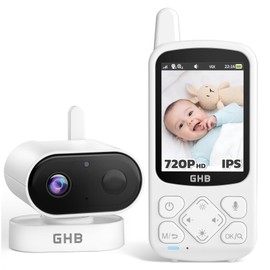 GHB Babyphone mit Kamera Baby Monitor 720P HD Zoom 2000mAh Akku 8 Schlafliedermit VOX Modus Nachtsicht