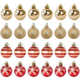 24 bolas de árbol de Navidad de 2.36 pulgadas, color rojo brillante, bolas de decoración de corona navideña