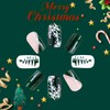 Christmas Press on Nails Snowflake Fake Nails Dark Green False