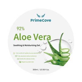 PrimeCove - 92% Aloe Vera Gel (300ml) | Soothing & Cooling | For Hair, Face & Body | Fast-Absorbing Moisturiser | Skin-Firming & Protective | All Skin Types