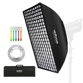 Godox 80x120 Centimeters/ 32x48 inches Softbox Lighting with Grid Beehive & Bowens Mount Speedring for Studio Photo Flash Speedlight Light and SUPON USB LED (80x120cm with Grid)