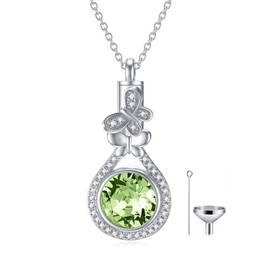Butterfly Urn Necklace for Ashes Sterling Silver Butterfly Cremation Birthstone Jewelry Memorial Keepsake Pendant with August Peridot Birthstone Crystal from Austria