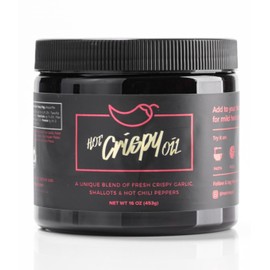 The "Hot Tub" from Hot Crispy Oil, Unique Blend of Fresh Crispy Garlic, Shallots & Hot Chili Peppers, 16 oz Chili Crisp Oil