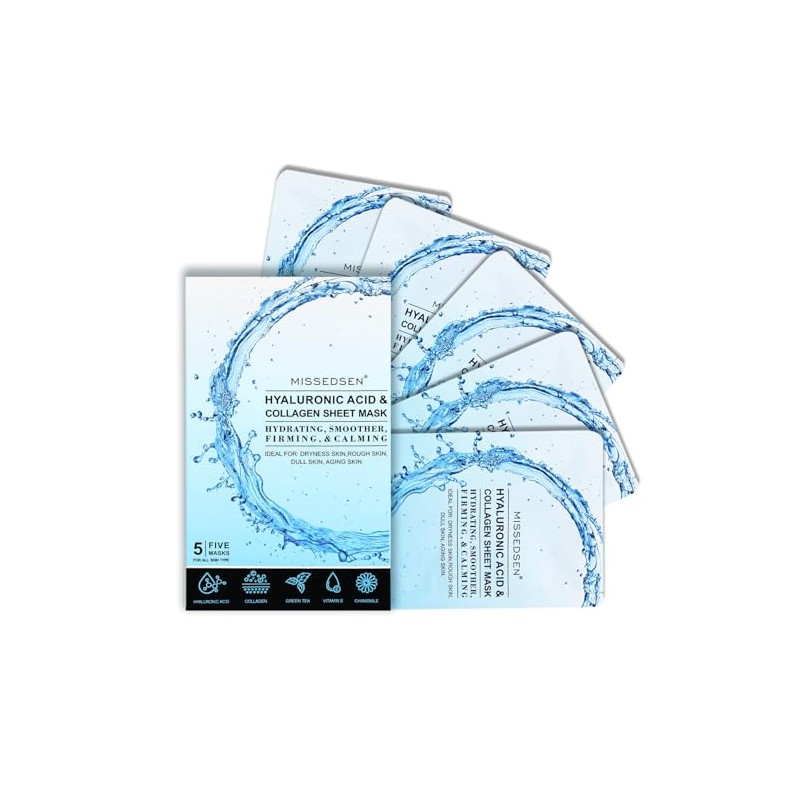 MISSEDSEN Hyaluronic Acid and Collagen Sheet Mask, Hydrating and Firming