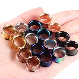 Kangyijia 8 Pairs 2G (6mm) Ear Gauges Tunnels Plugs Stainless Steel Screwed Flesh Tunnels Stretcher Piercing Set